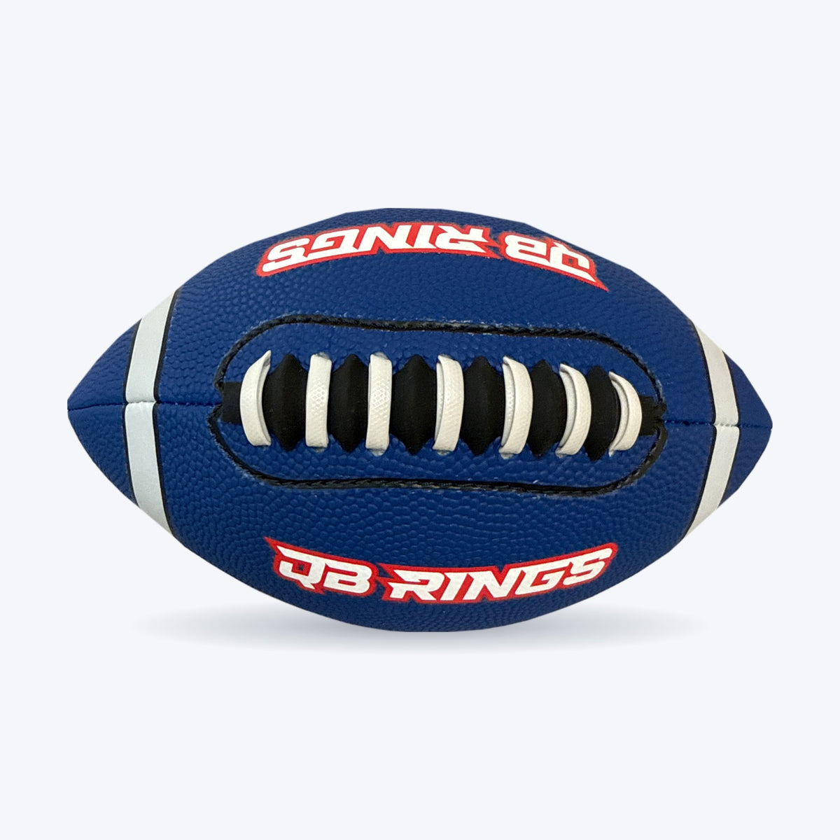 Blue QB Rings football, laces up