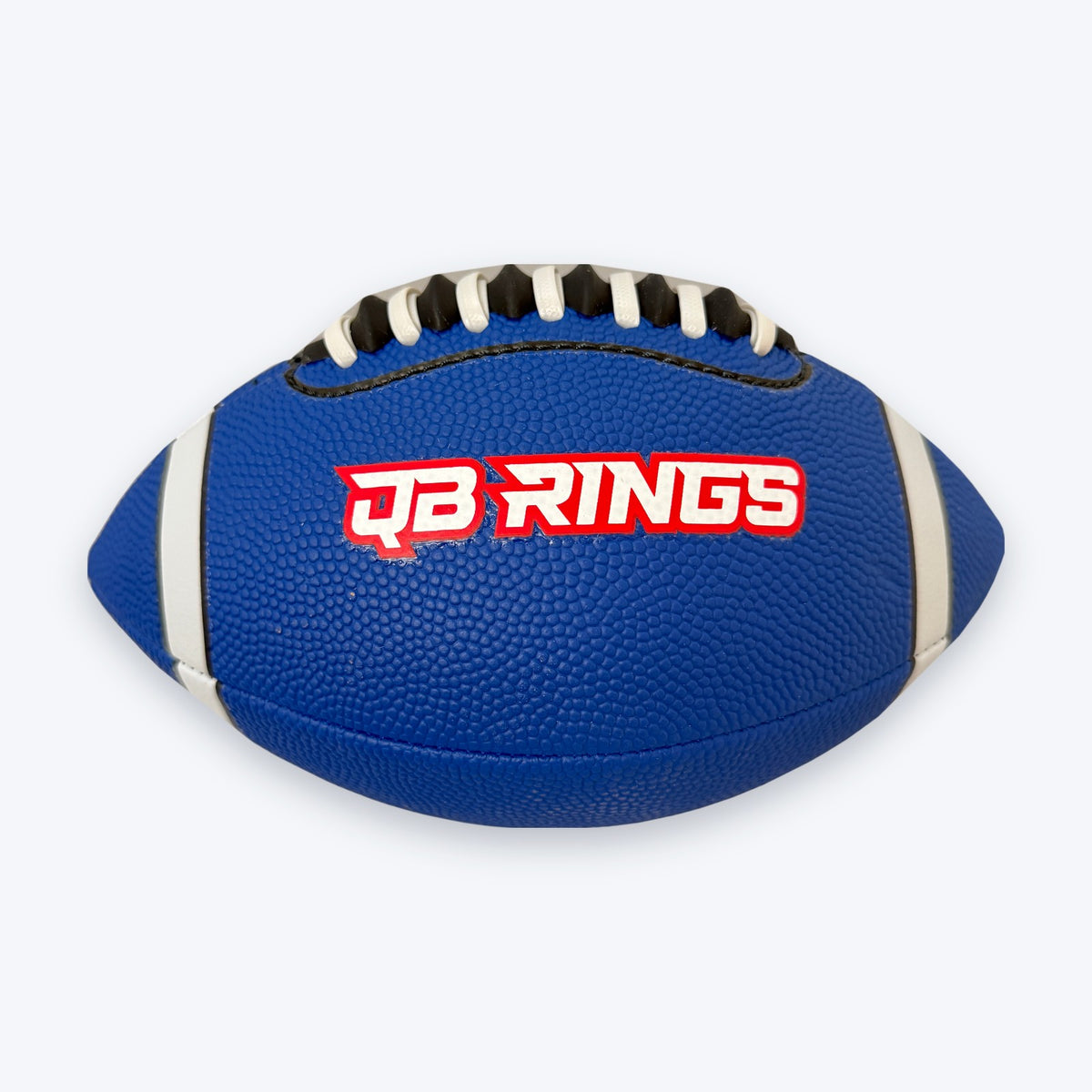 Blue QB Rings football, side logo