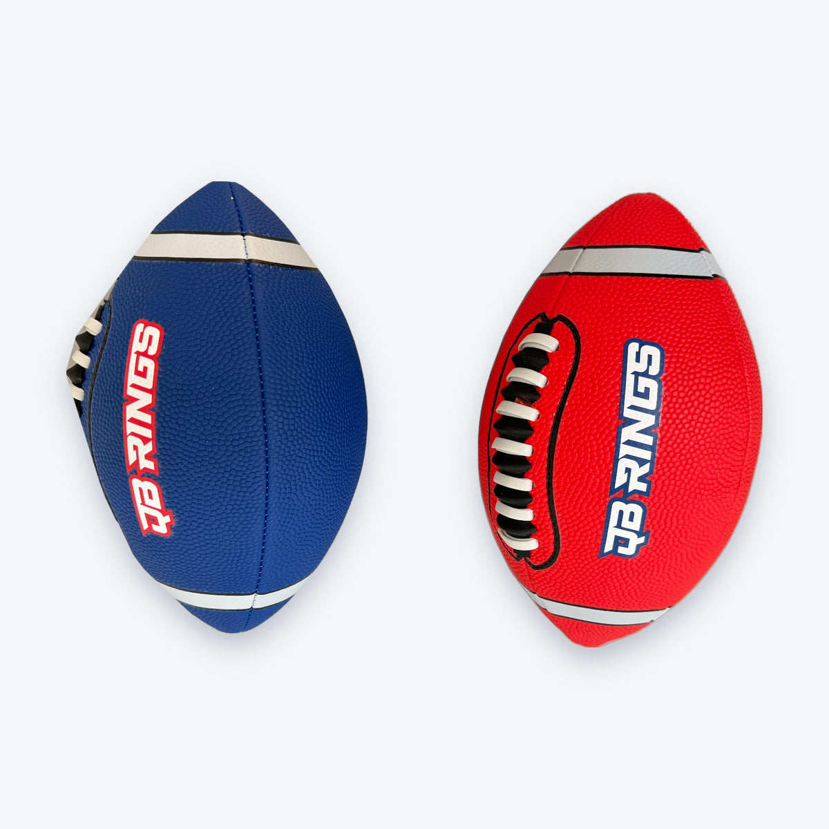 QB Rings footballs in red and blue